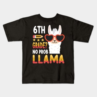 Llama Student Teacher Back To School 6th Grade No Prob Llama Kids T-Shirt